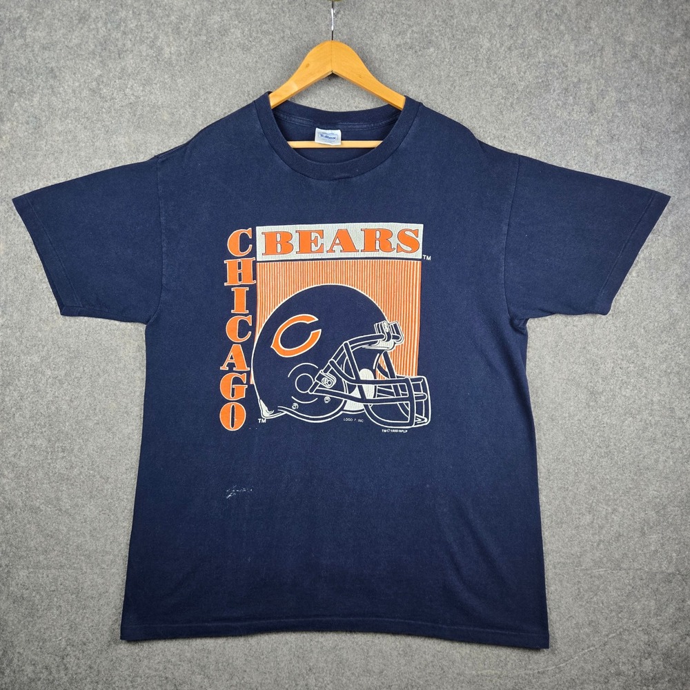 Vintage Chicago Bears T Shirt Mens XL Navy 1990 NFL Logo 7 Single Stitch